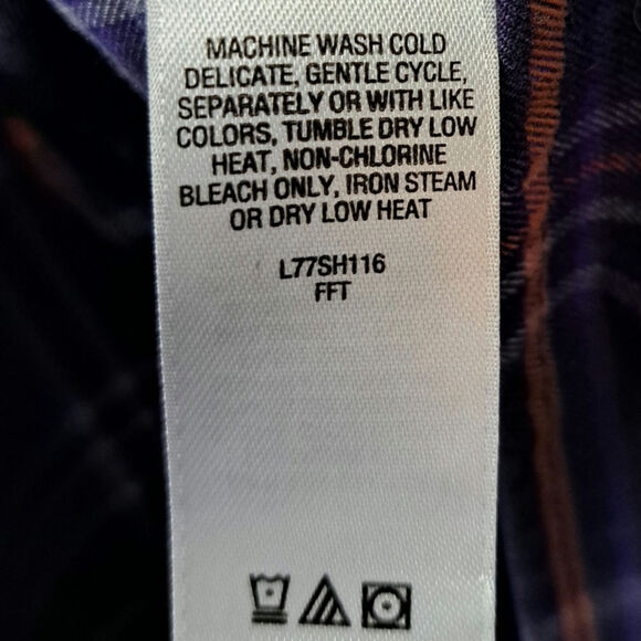 Cabela's Plaid Button Down Purple Long Sleeve Women's Small Shirt - Picture 7 of 7